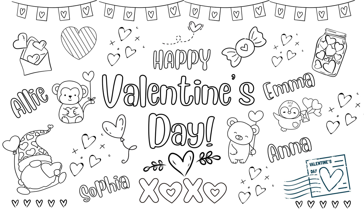 Personalized Valentine's Day Coloring Banner