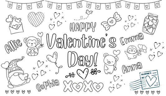 Personalized Valentine's Day Coloring Banner