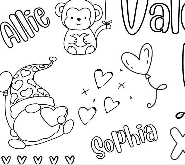 Personalized Valentine's Day Coloring Banner
