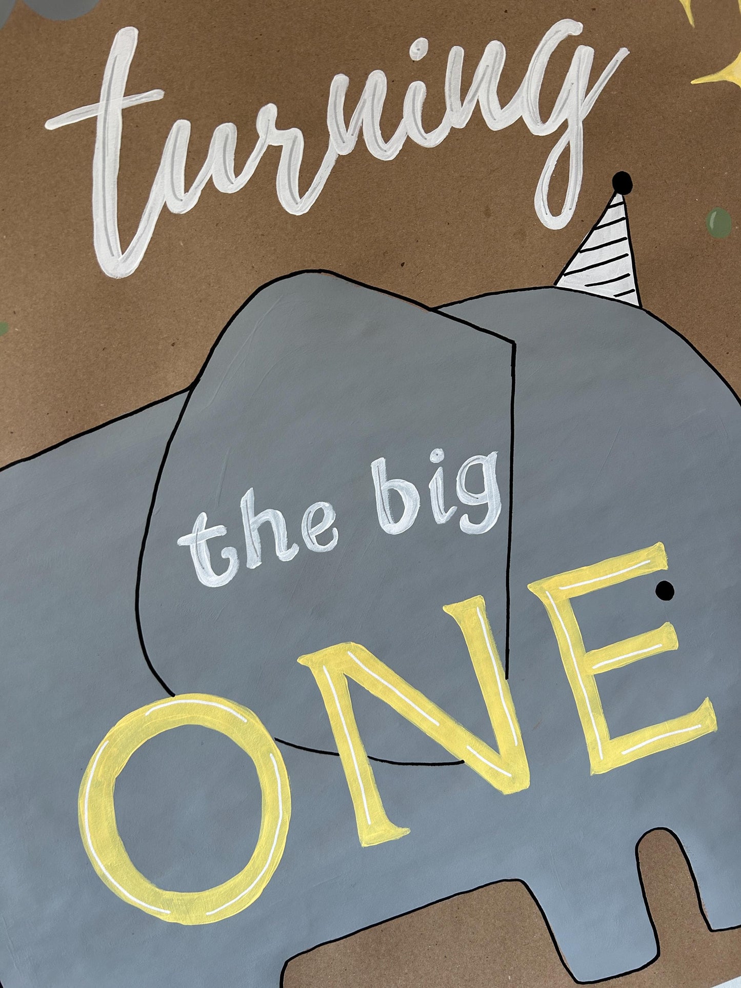 1st Birthday Elephant Banner - Turning the Big One