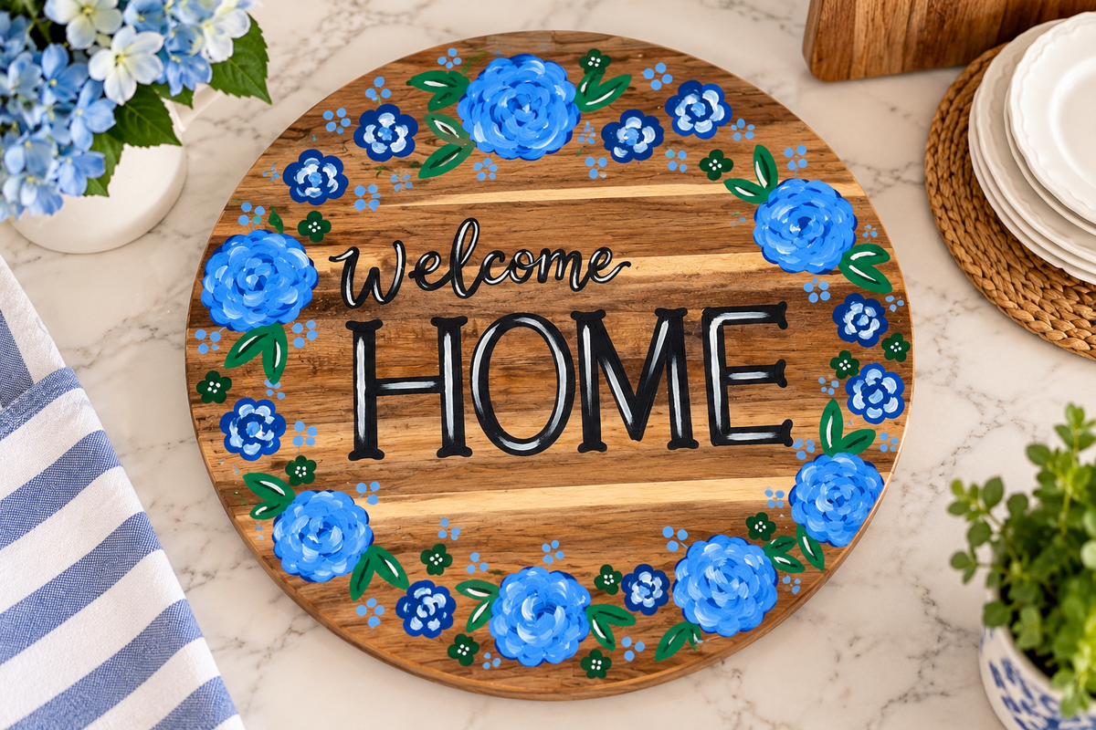 "Welcome Home" Round Turntable/ Lazy Susan