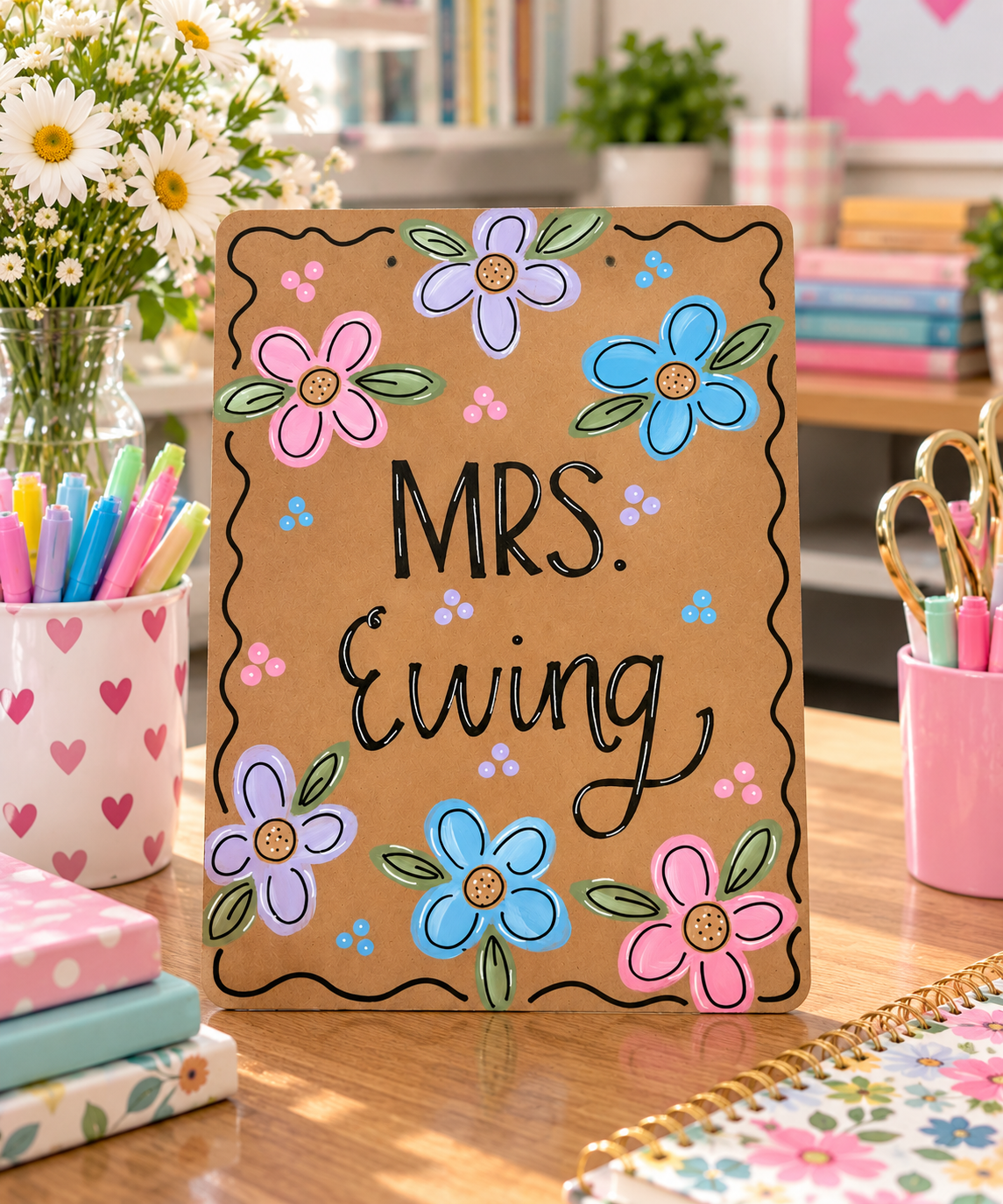Personalized Flower Teacher Clipboard