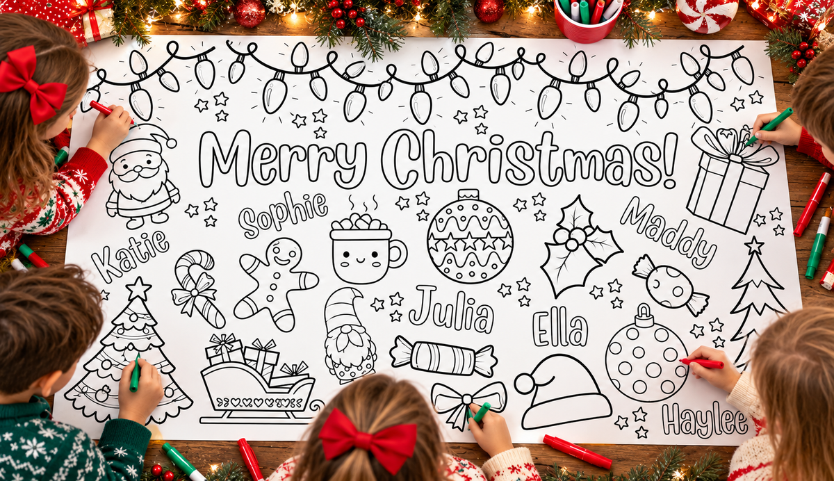 Large Personalized Christmas Coloring Banner