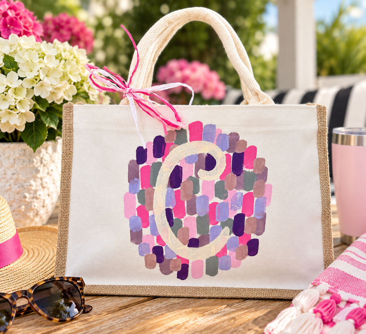 Initial Canvas Tote Bag