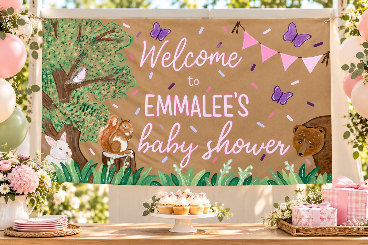 Woodland Animal Themed Baby Shower Banner
