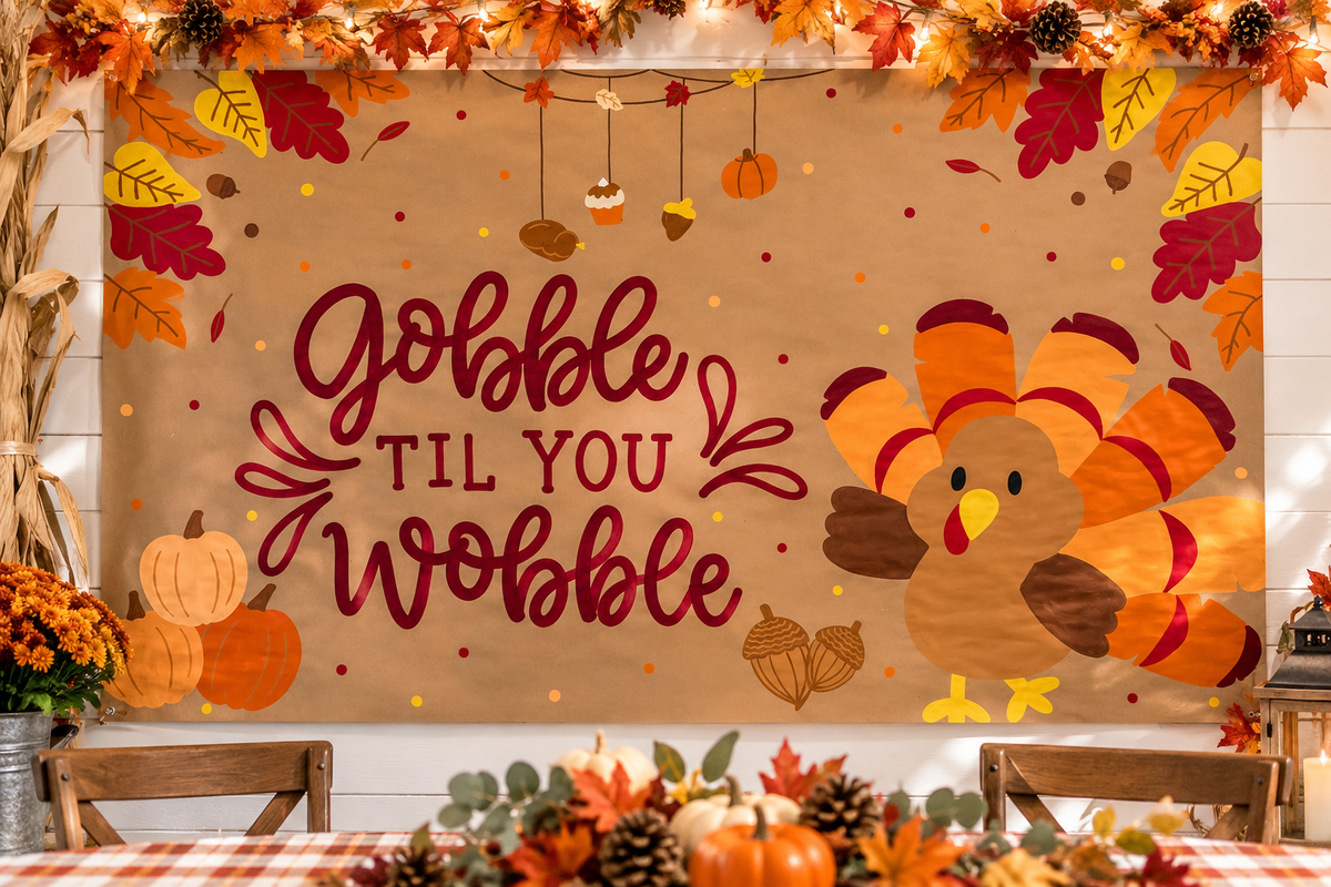 Thanksgiving Gooble Til You Wobble Banner
