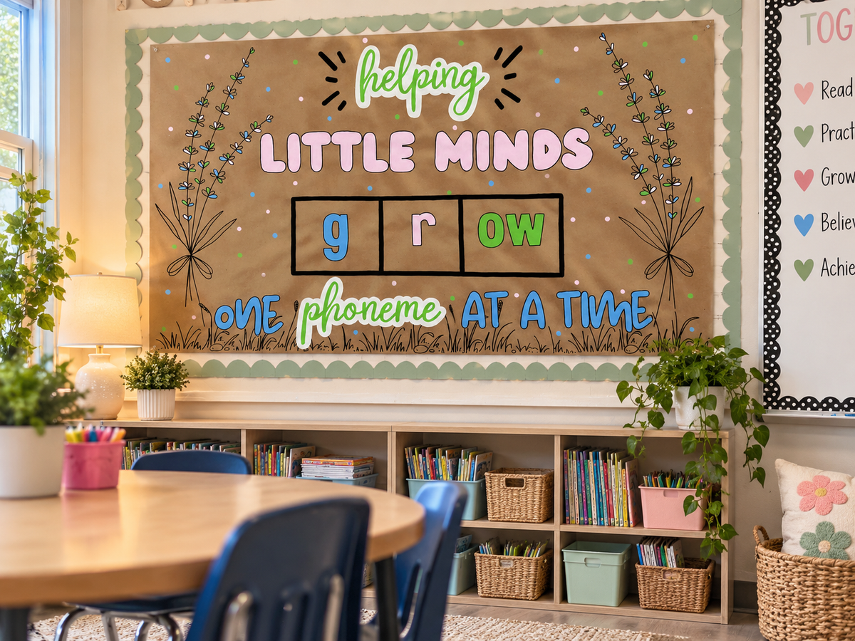 Teacher Bulletin Board Banner - Helping Little Minds Grow