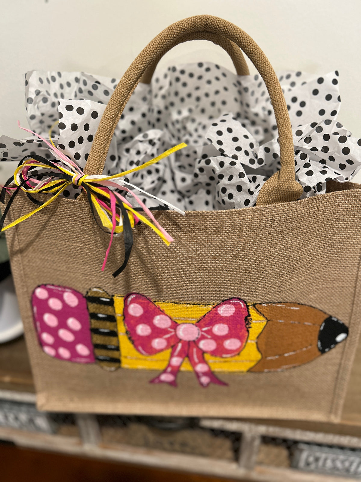 Pencil Jute Tote Bag