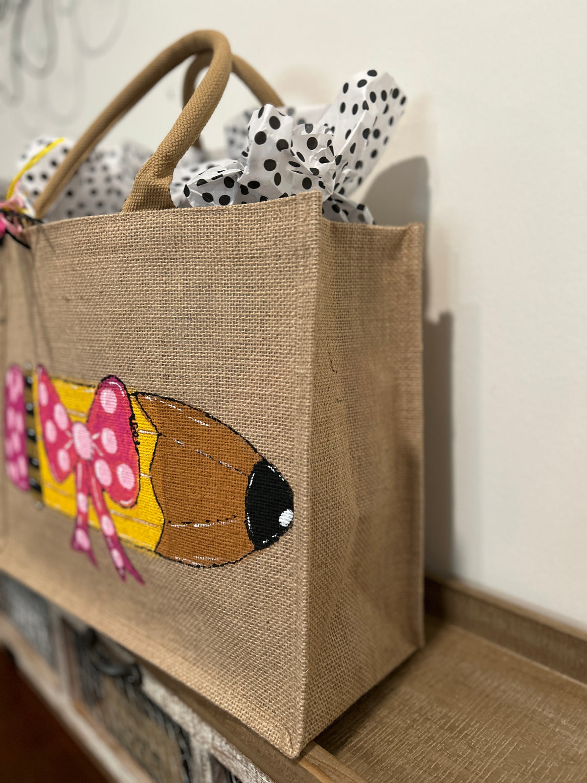 Pencil Jute Tote Bag