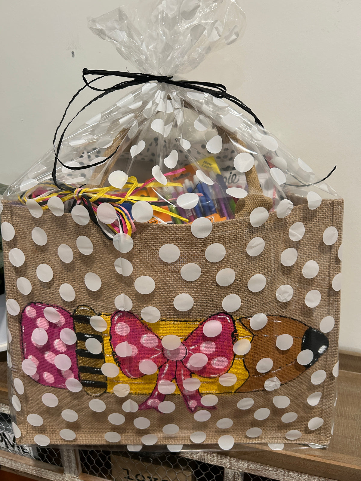 Pencil Jute Tote Bag