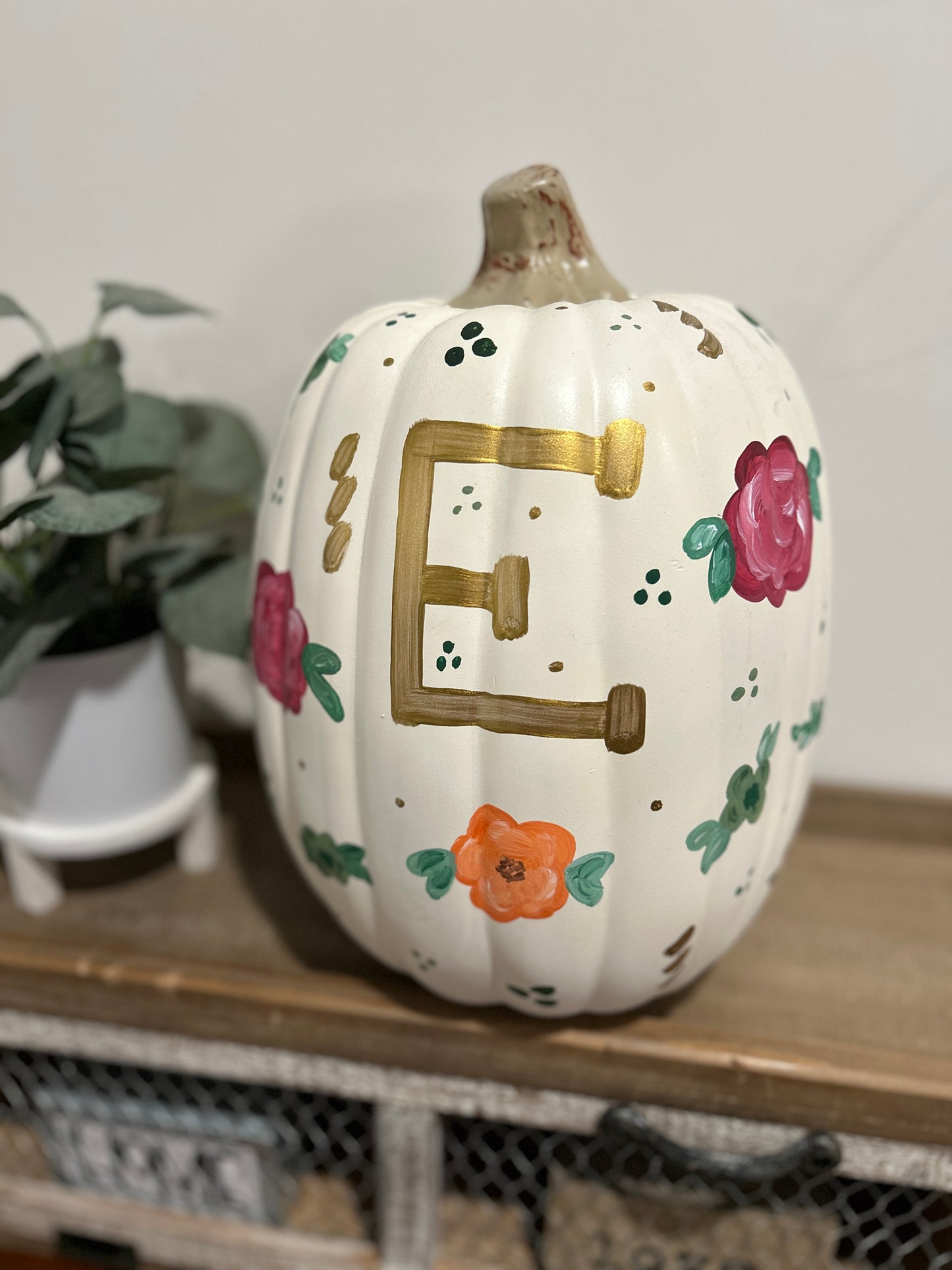 Personalized Floral Pumpkin