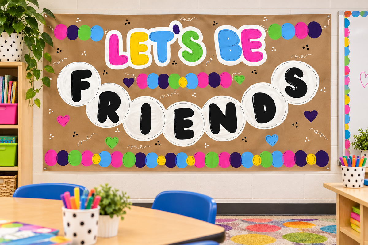 Classroom Bulletin Board Banner - Let's Be Friends
