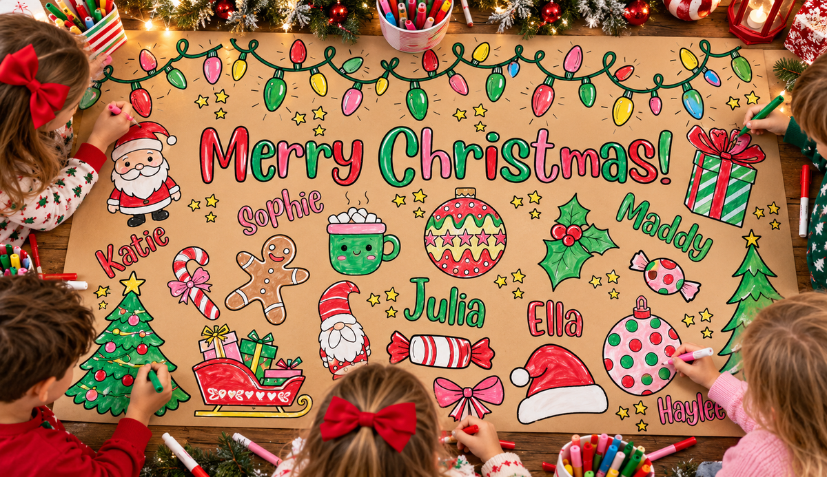 Large Personalized Christmas Coloring Banner