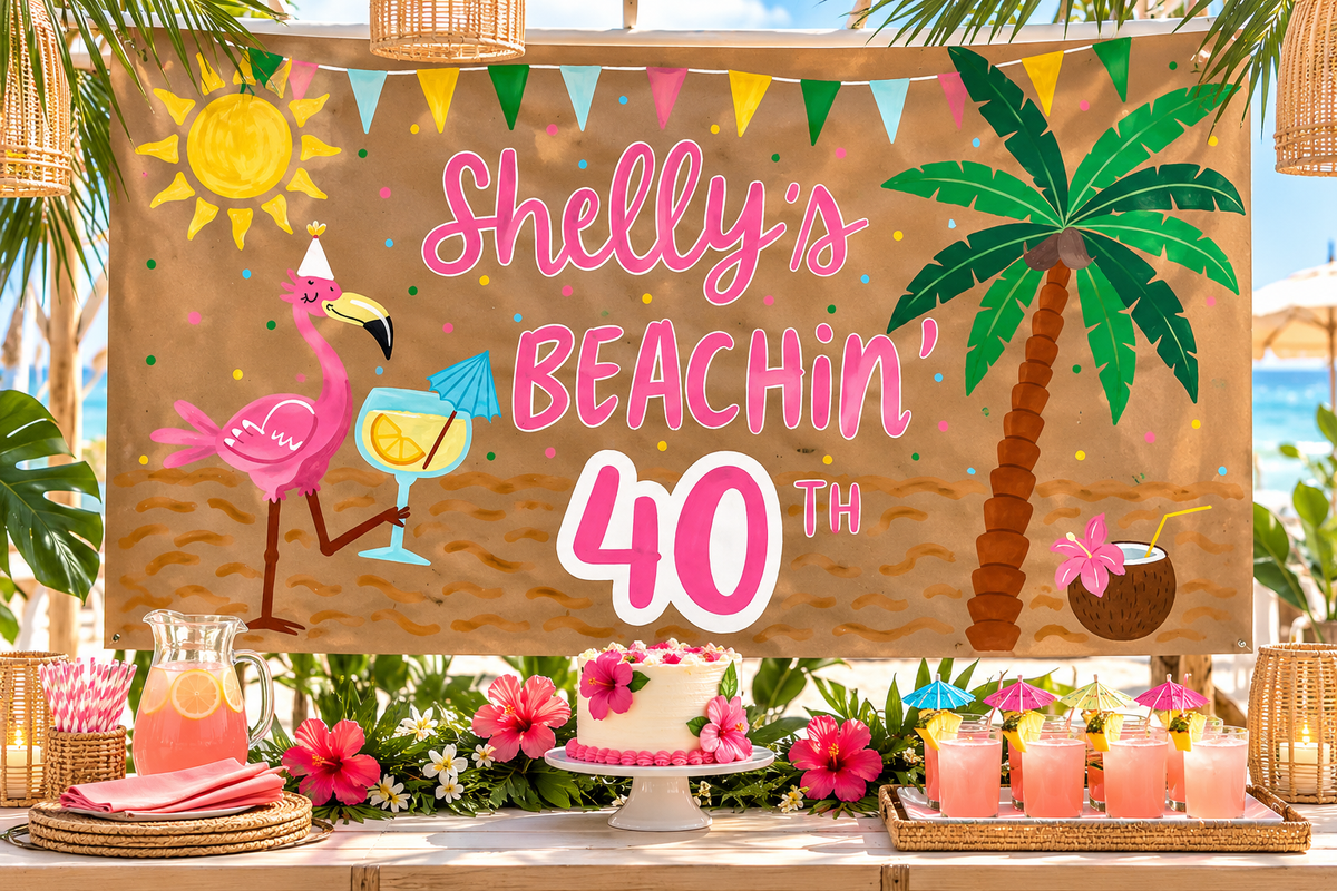 40th Beachin' Birthday Banner