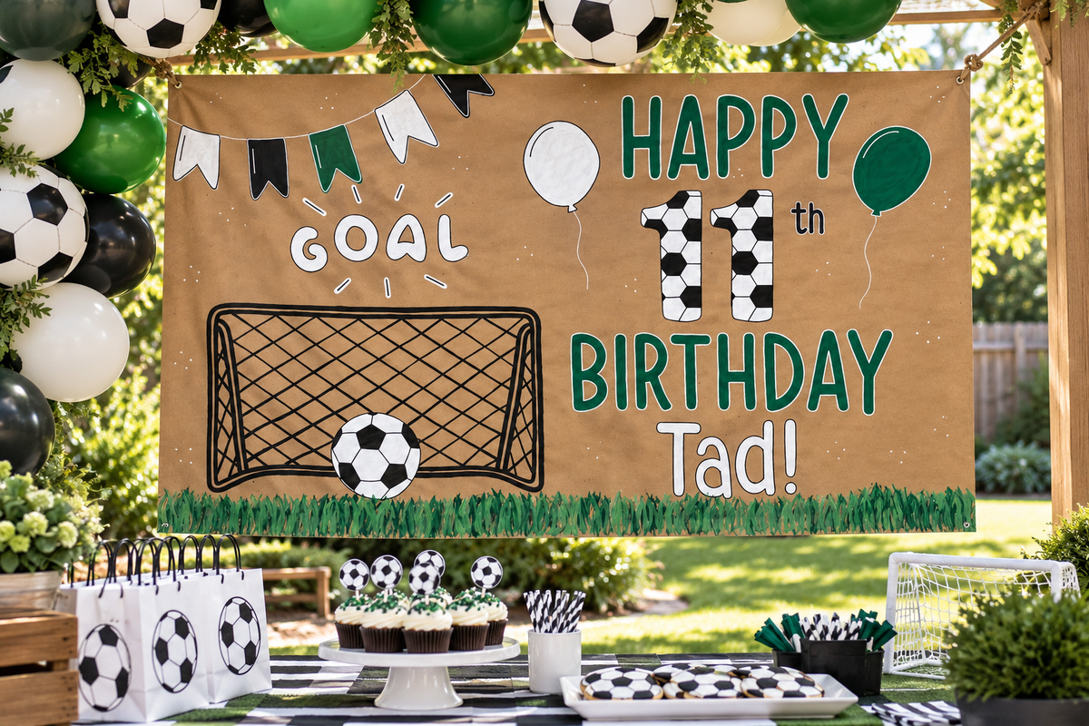 Kids Soccer Birthday Banner