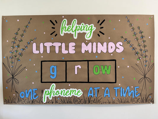 Teacher Bulletin Board Banner - Helping Little Minds Grow