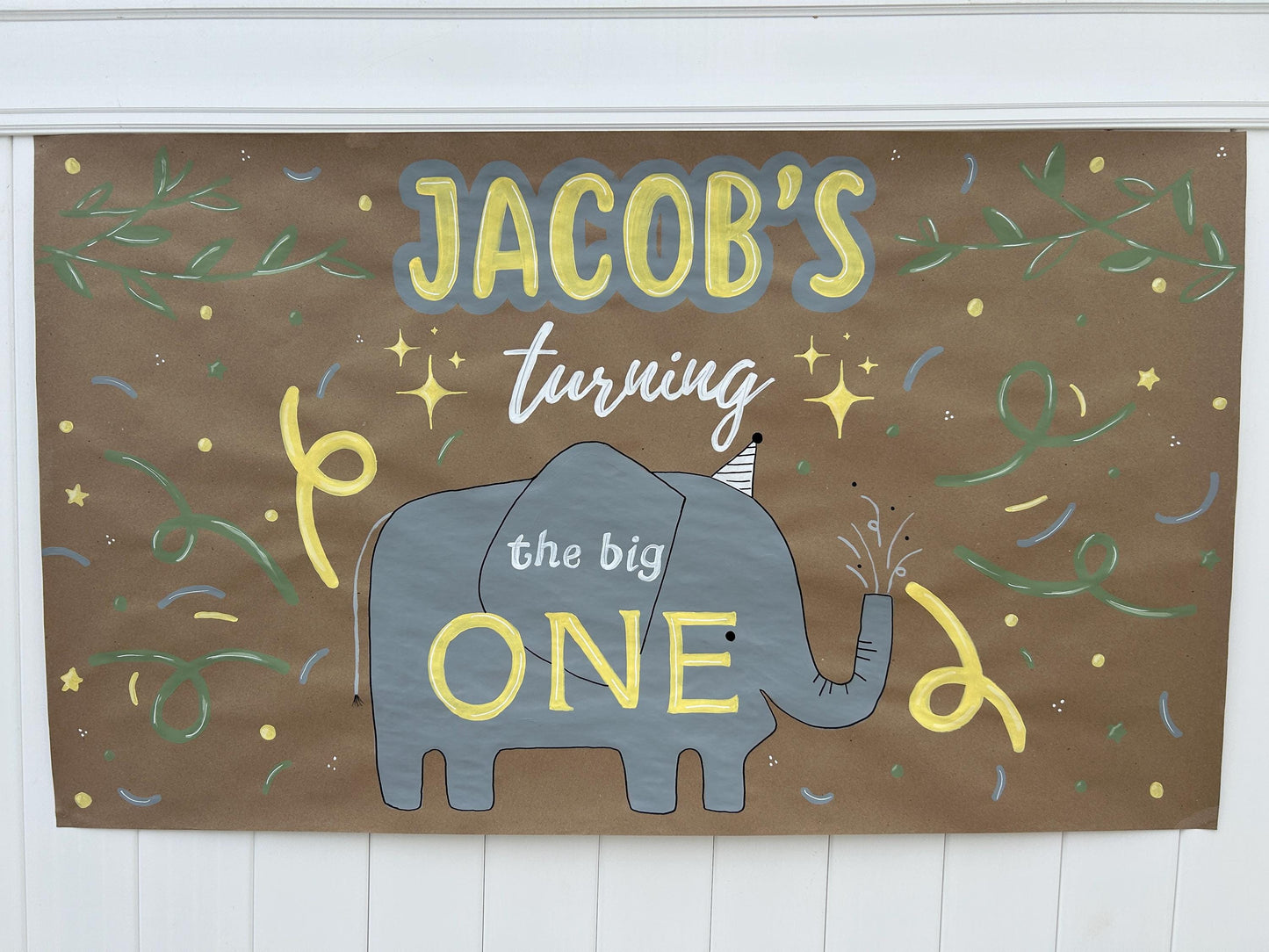 1st Birthday Elephant Banner - Turning the Big One